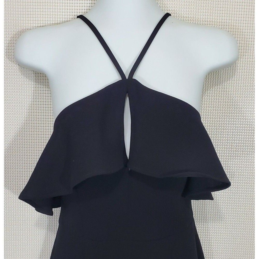 BCBGeneration Dress Womens 4 Black Halter Ruffled Sheath Cocktail Strappy - Picture 3 of 11